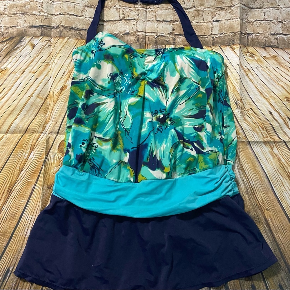 Islander Floral Halter Skirted One Piece Swimsuit